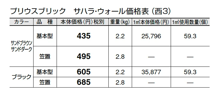 プリウスブリック サハラ・ウォール(組積材)【2024年版】_価格_5