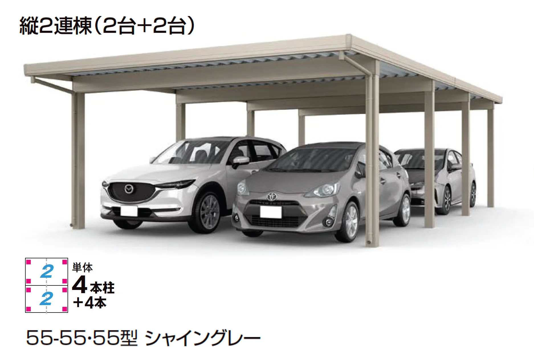 LIXILの「カーポートST 3000タイプ 4台用」