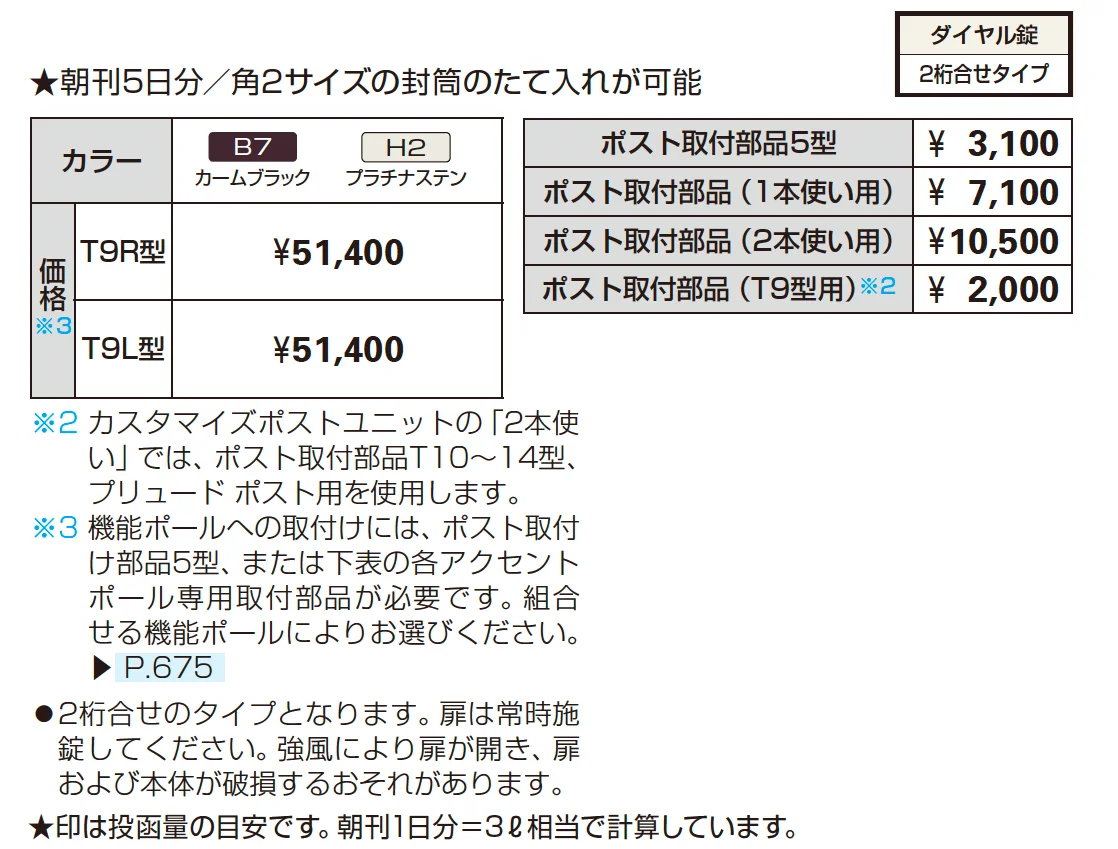 エクステリアポストシリーズT9R型/T9L型【2025年版】_価格_1