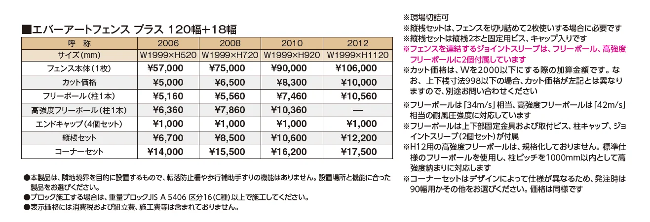 エバーアート®︎フェンスプラス 120幅+18幅【2024年版】_価格_1