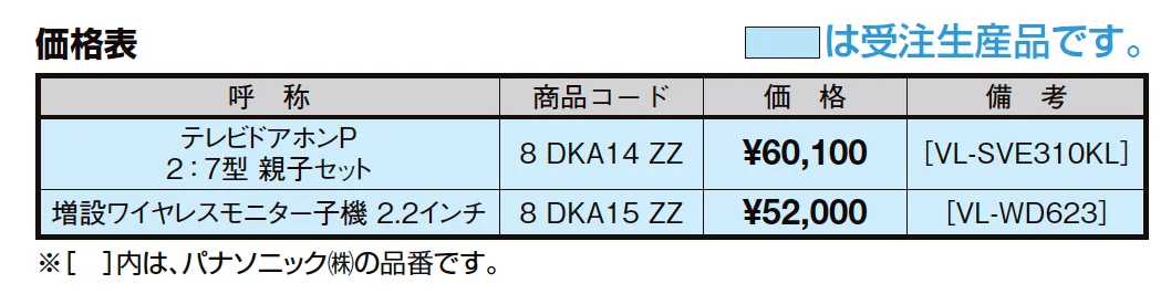 テレビドアホンP２:７型・親子セット【2023年版】_価格_1