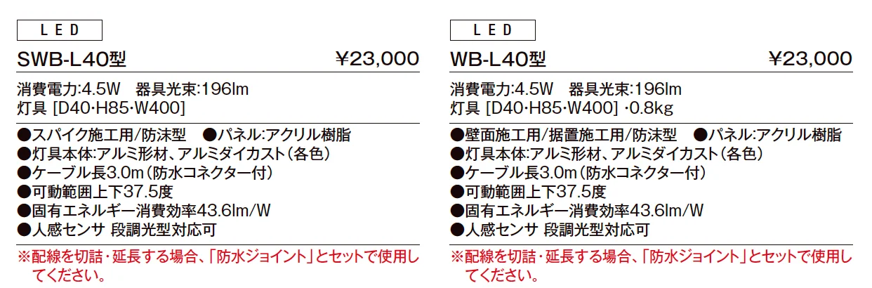 ウォールバーライト SWB-L40型、WB-L40 形【2023年版】_価格_1