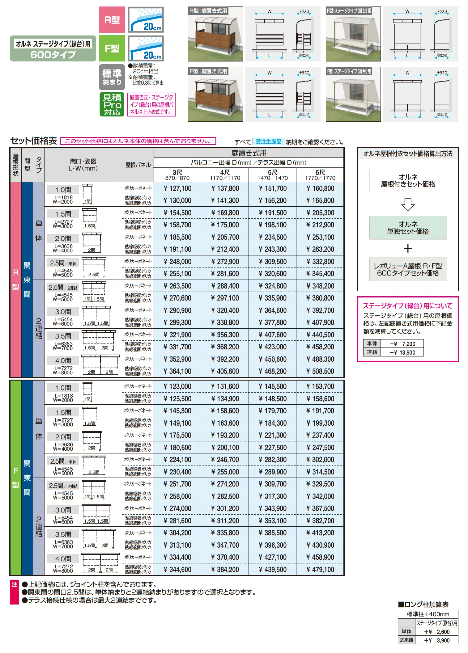 レボリューA屋根(オルネ ステージタイプ(縁台)用 600タイプ 標準納まり)【2025年10月価格改訂版】_価格_1