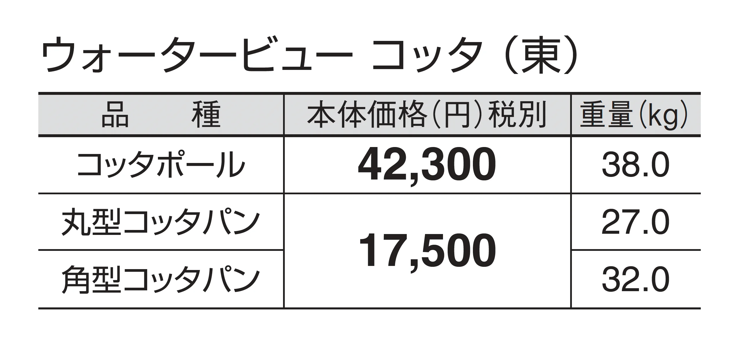 ウォータービュー コッタ_価格_1