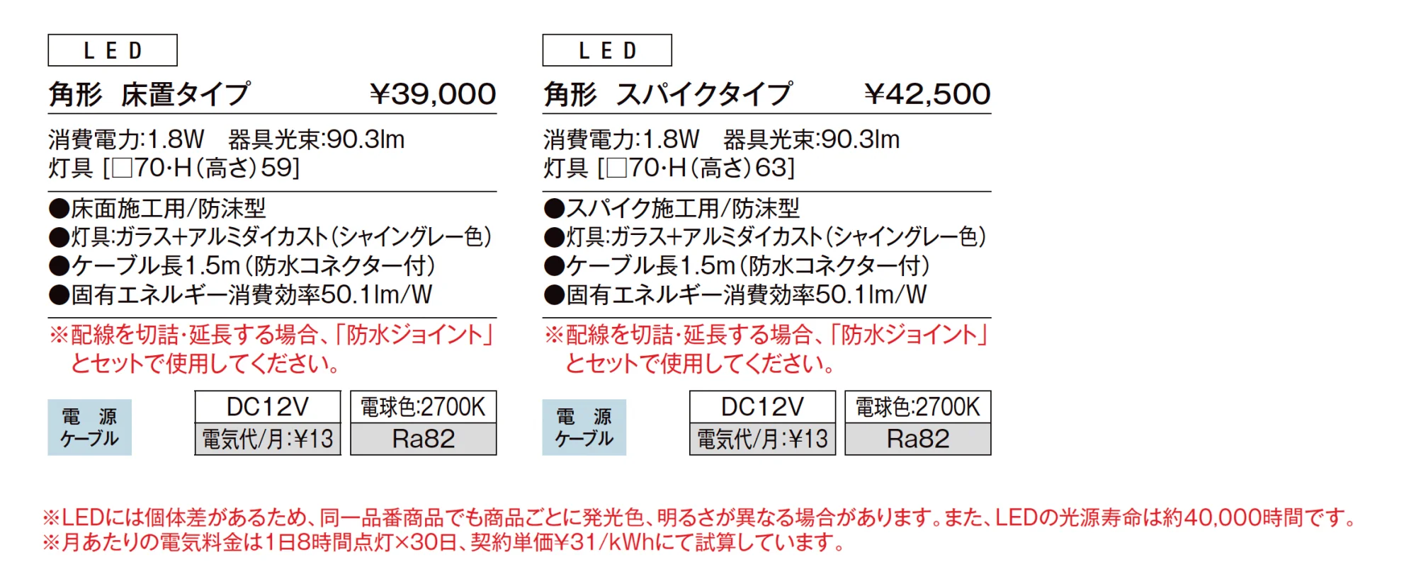 グラスフロアライト 角型【2025年版】_価格_1