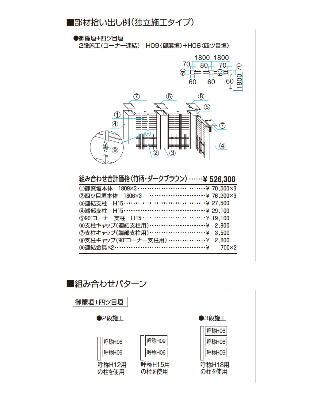 紗更 御簾垣+四ツ目垣(独立施工タイプ)【2025年10月価格改訂版】_価格_2