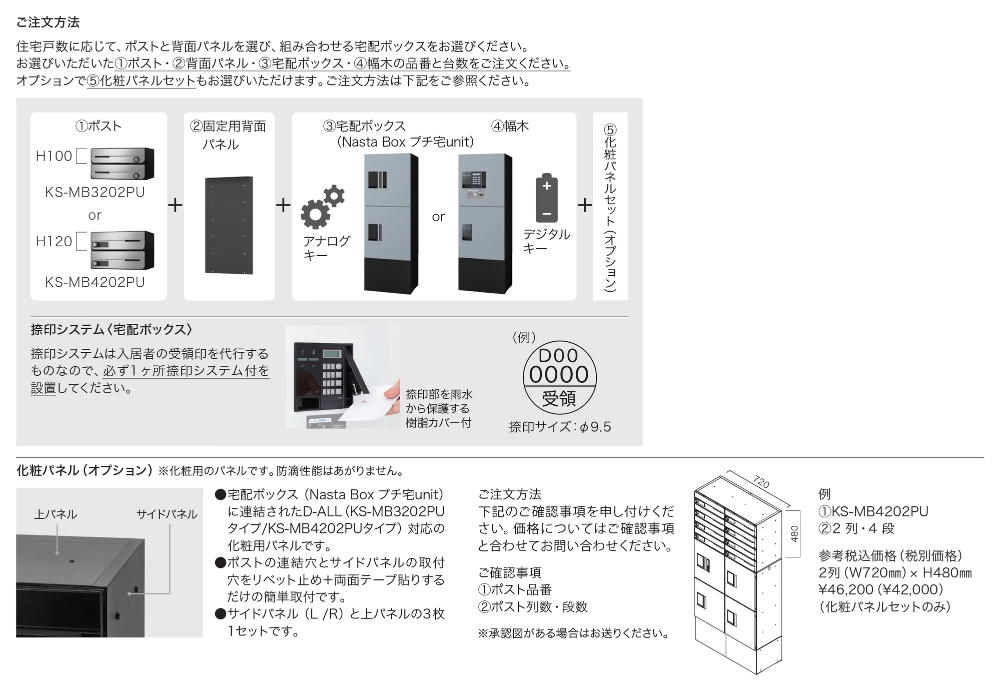 ポスト(Nasta Box プチ宅unit据置設置対応)・固定用背面パネル_価格_2