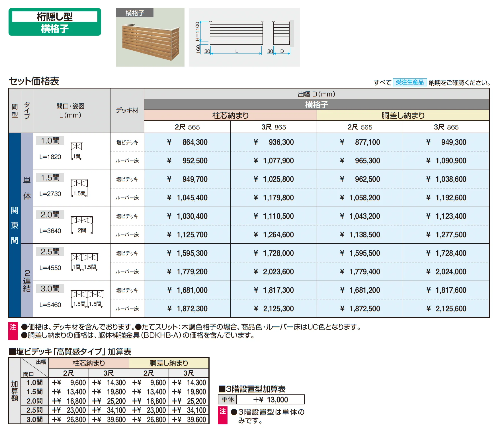 コーデリア(柱なし式 桁隠し型 横格子)_価格_1