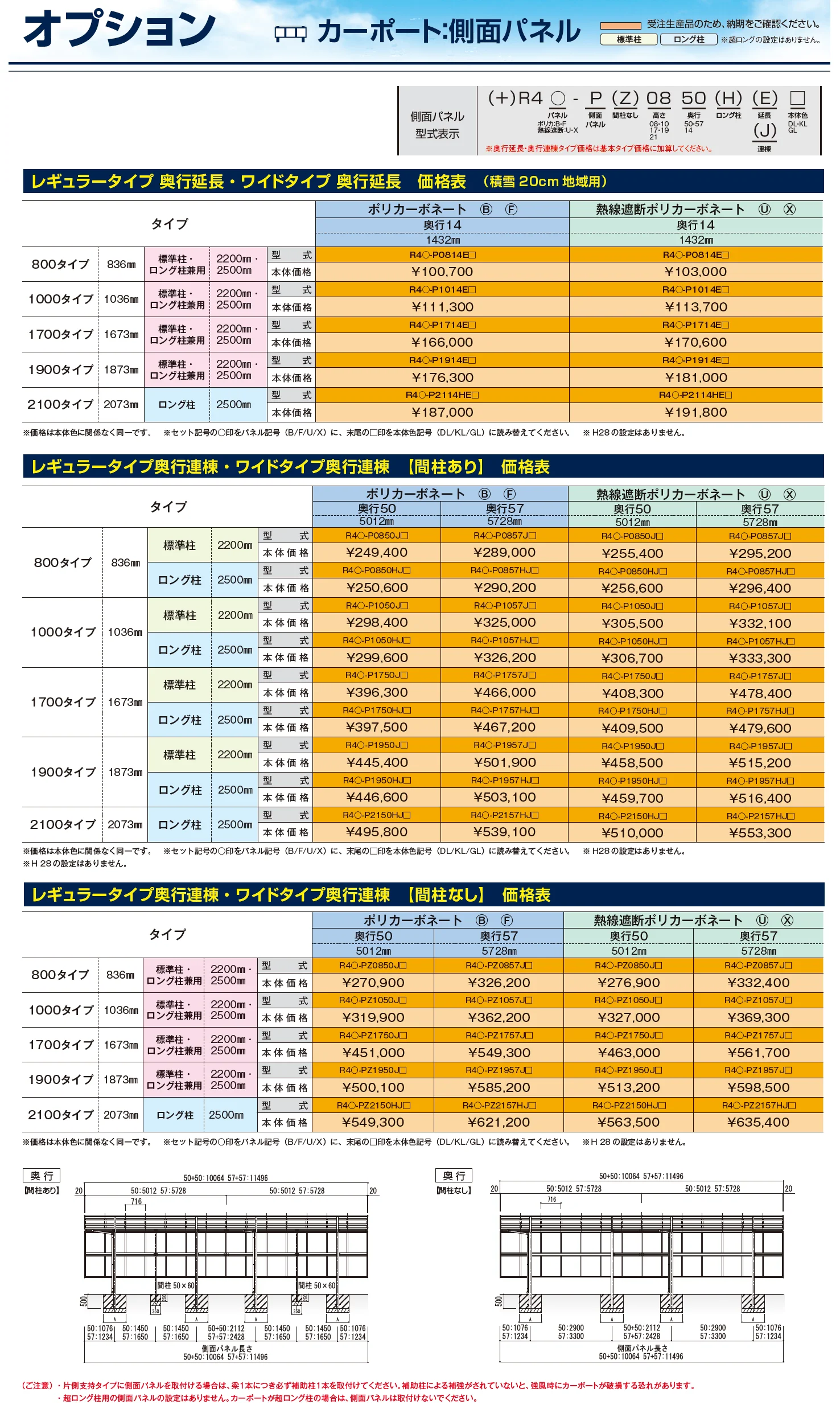 リアルポートⅣ レギュラータイプ カーポート：奥行延長(1台用+α)_価格_2