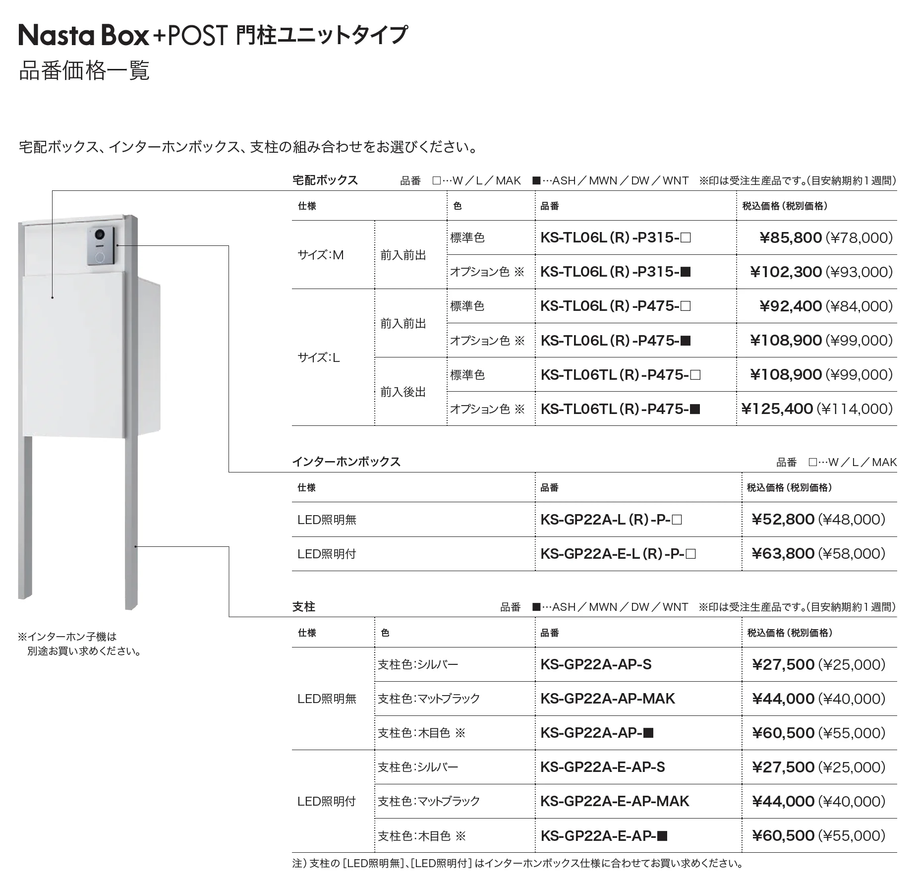 Nasta Box+POST 門柱ユニットタイプ_価格_2