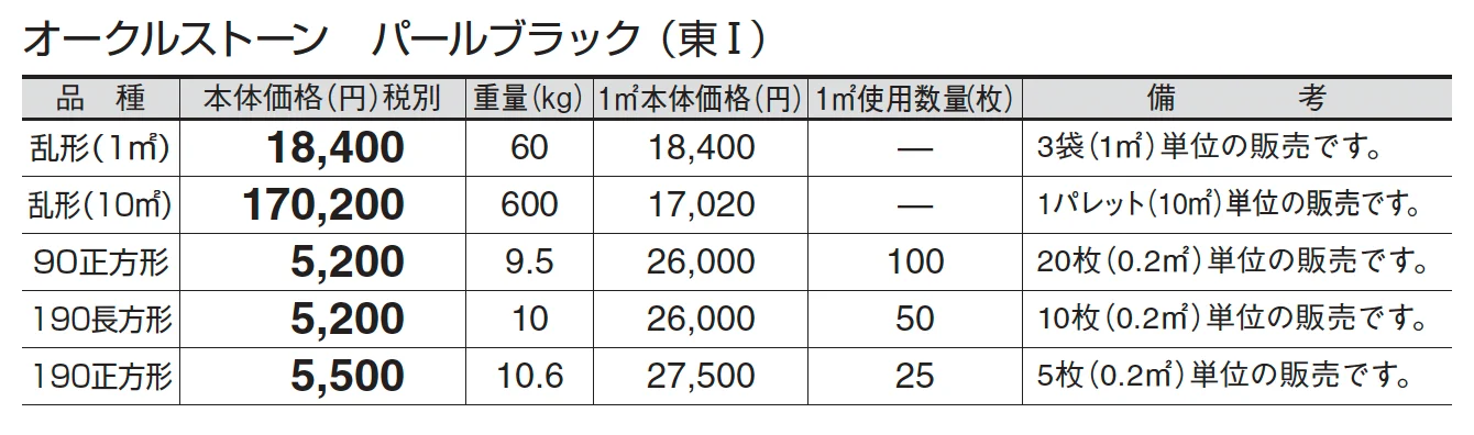 オークルストーン パールブラック_価格_1