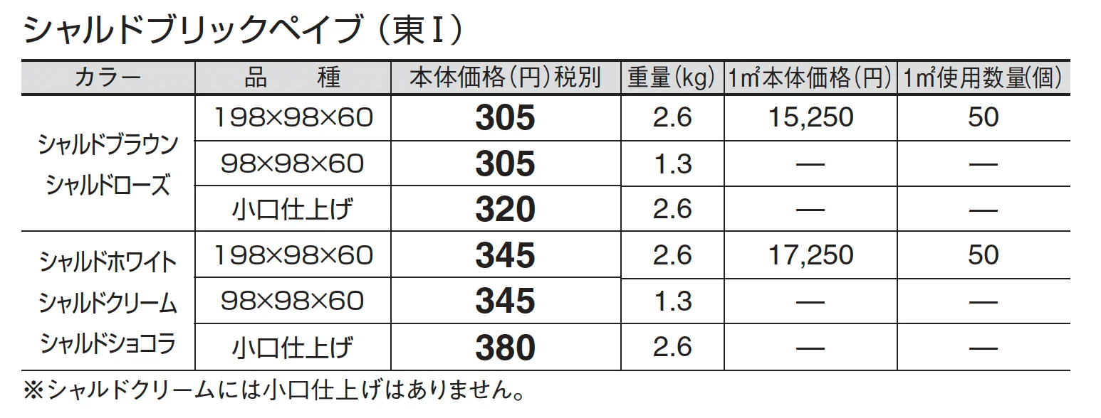 シャルドブリックペイブ_価格_1