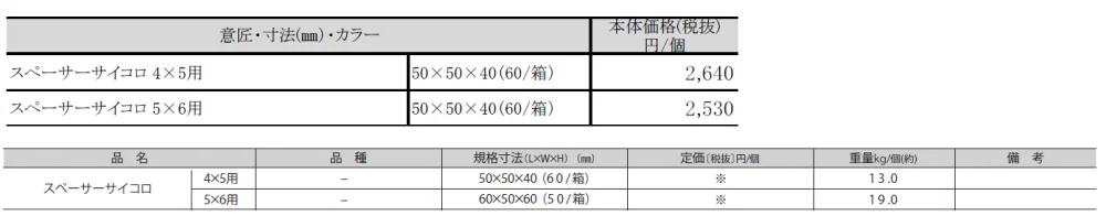 スペーサーサイコロ（袋入り）【2024年版】_価格_1