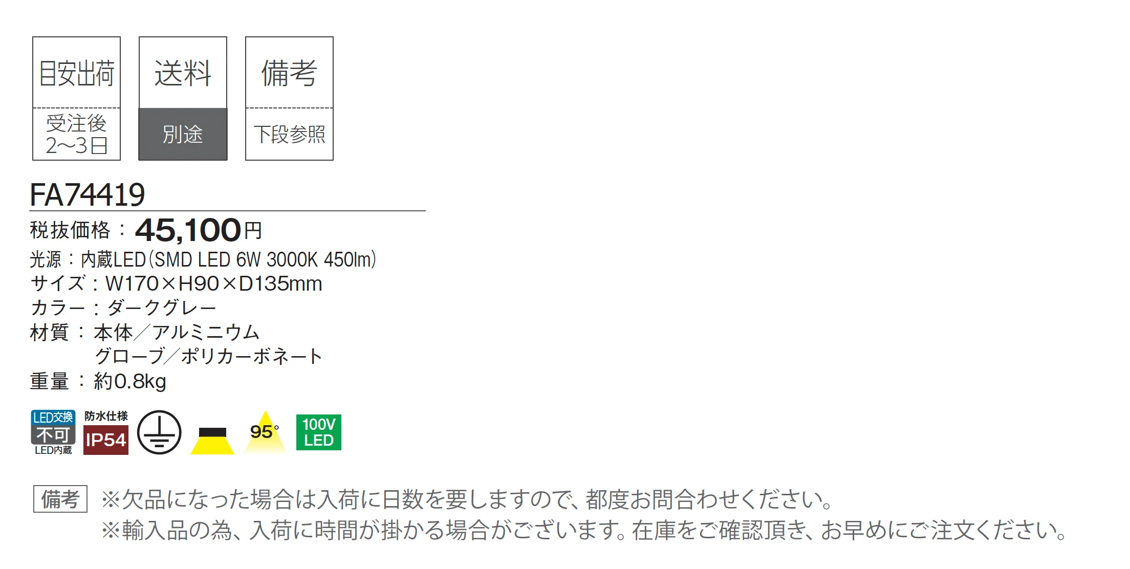 ファロ バルセロナ ウォールライト エレ_価格_1