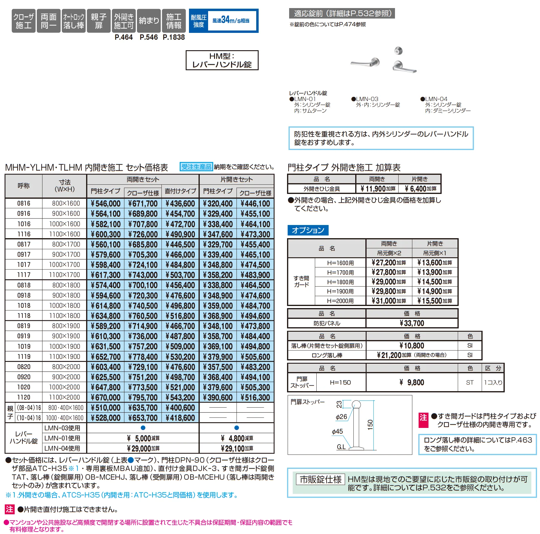 レジリアハイタイプTL型(HM型：レバーハンドル錠)_価格_1