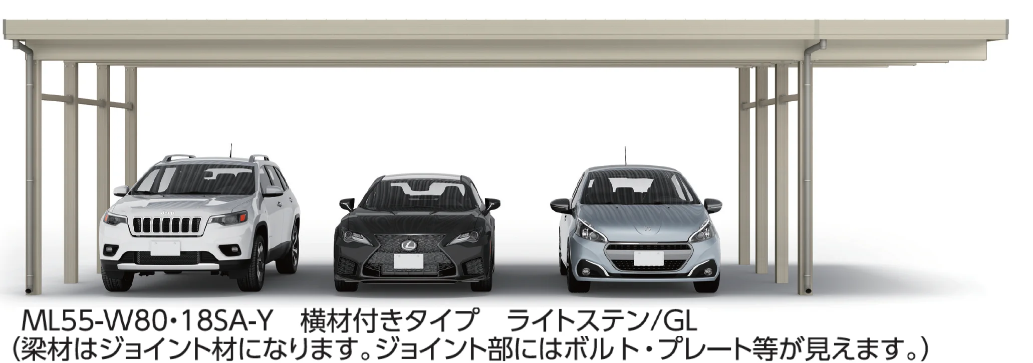 大仙の「SSポートGⅢ 積雪100cm 間口延長セット/3台用+α【2025年版】」