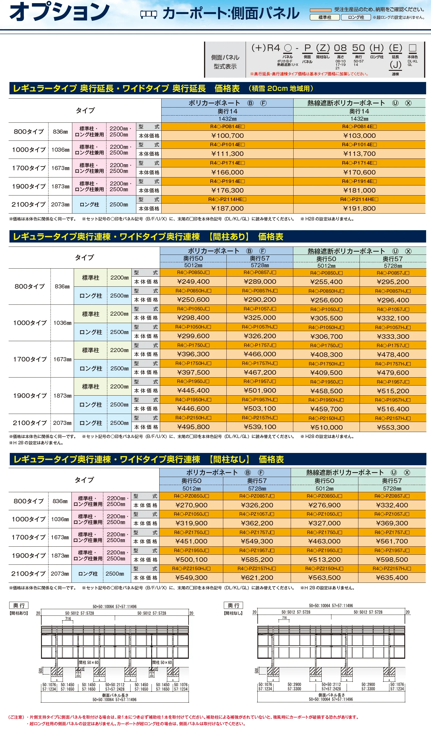 リアルポートⅣ ワイドタイプ カーポート：奥行延長(2台用+α)・奥行連棟(4台用)_価格_3