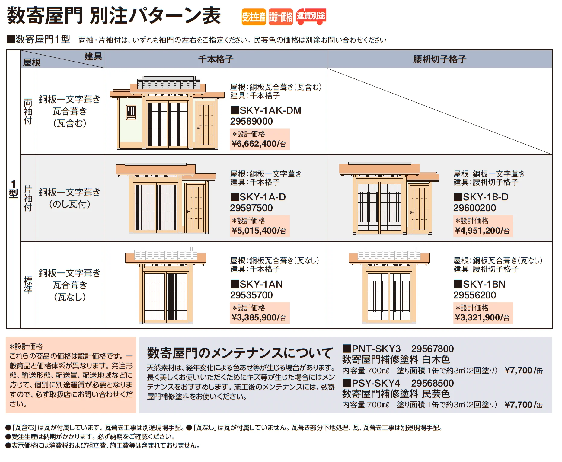 数寄屋門1型 袖付【2026年版】_価格_2