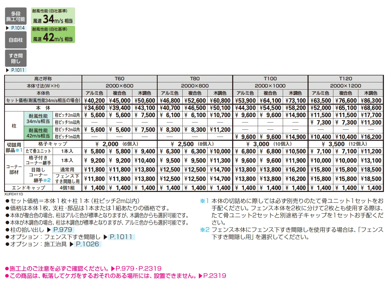 ルシアス フェンス H11型 横板格子(粗)【2025年版】_価格_1
