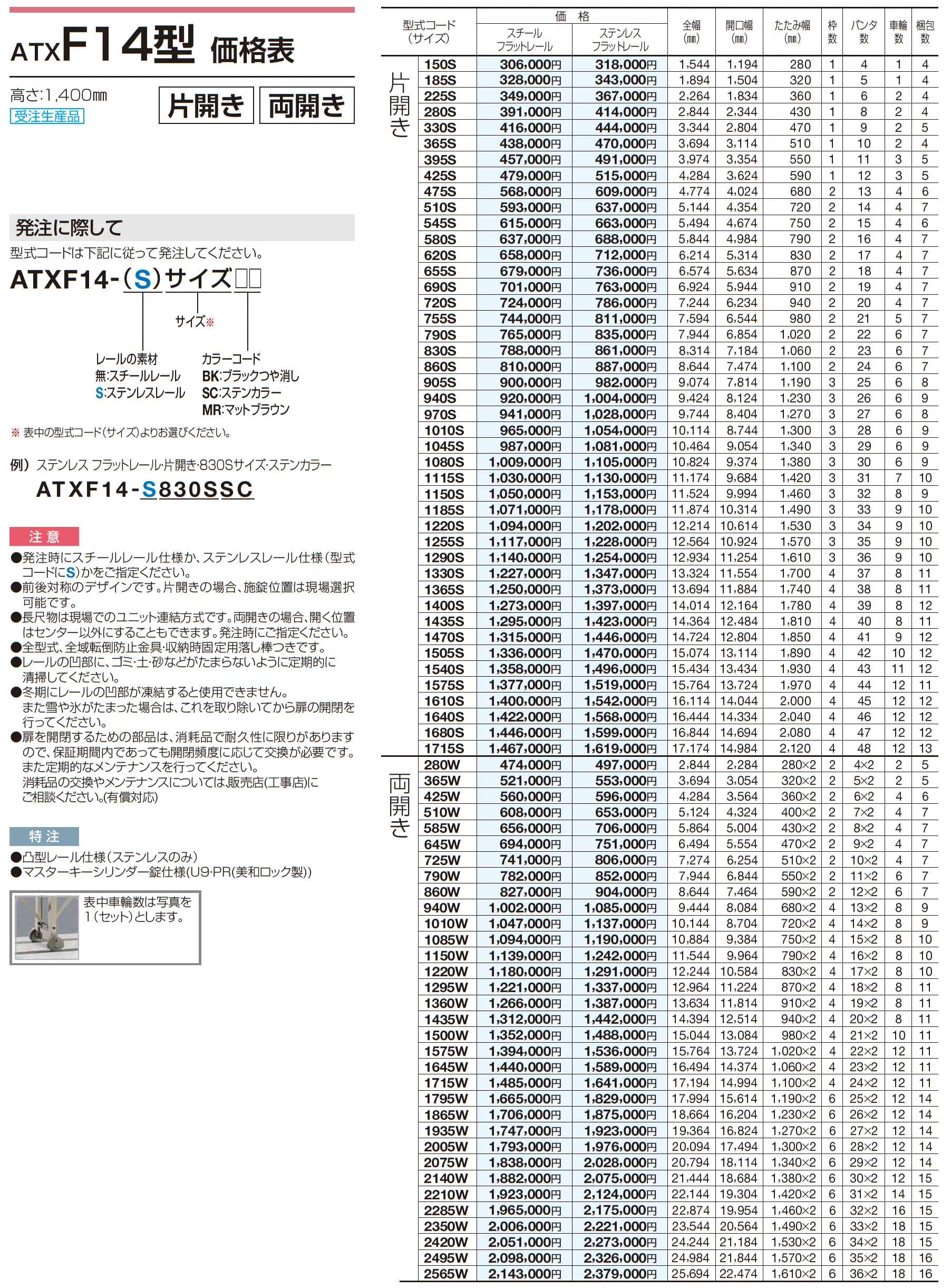 ATXF 10型/12型/14型_価格_3