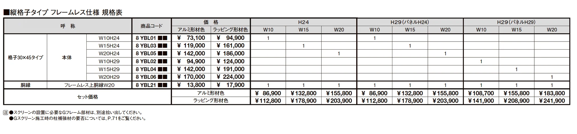 プラスG Gスクリーン 縦格子タイプ_価格_2