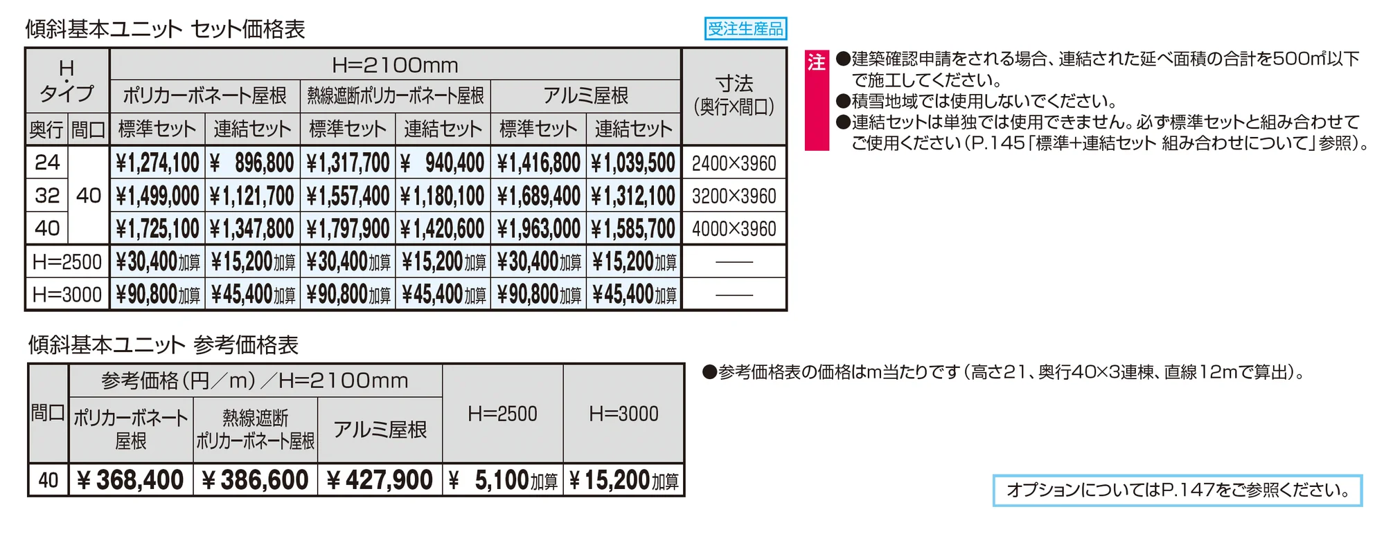 ブレラウェイS 両支持タイプ 一般地域型 間口40タイプ 傾斜基本ユニット_価格_1