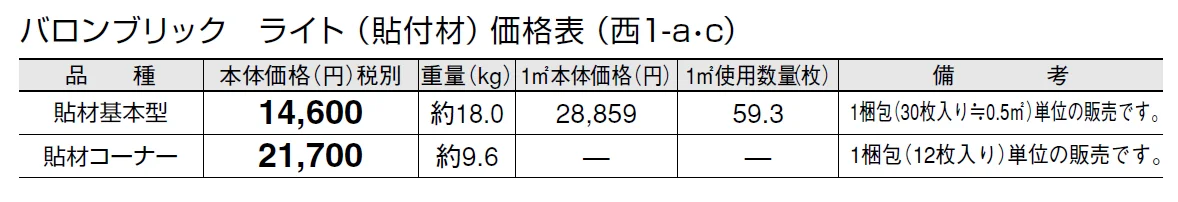 バロンブリック ライト(貼付材)【2024年版】_価格_3