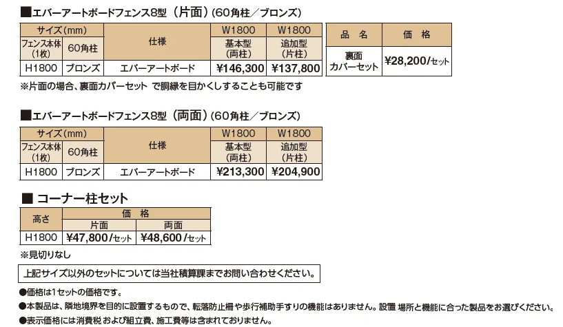 エバーアートボード®フェンス8型セット【2024年版】_価格_1