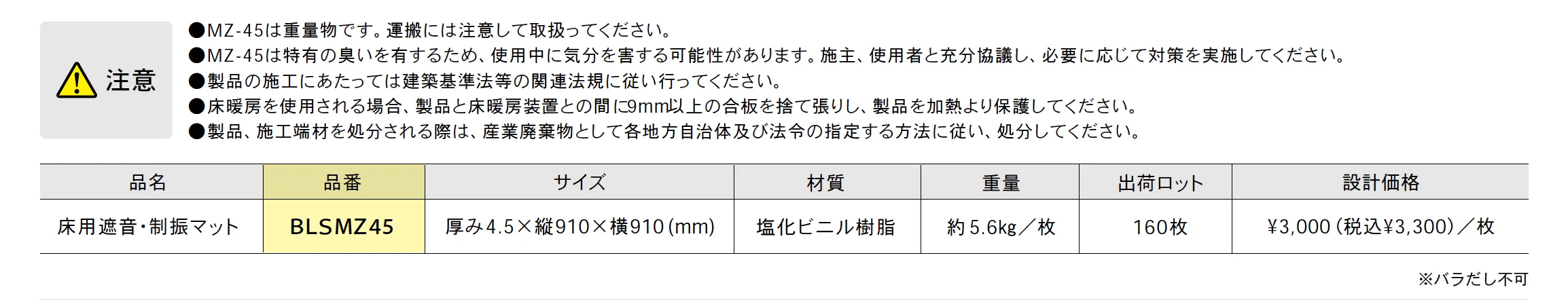 床用遮音・制振マット MZ-45【2025年版】_価格_1