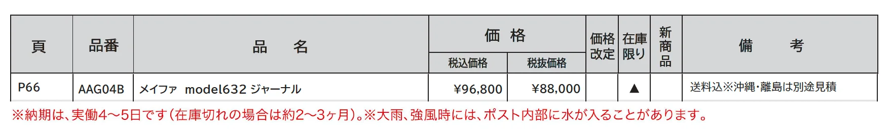 メイファ モデル632 ジャーナル_価格_1