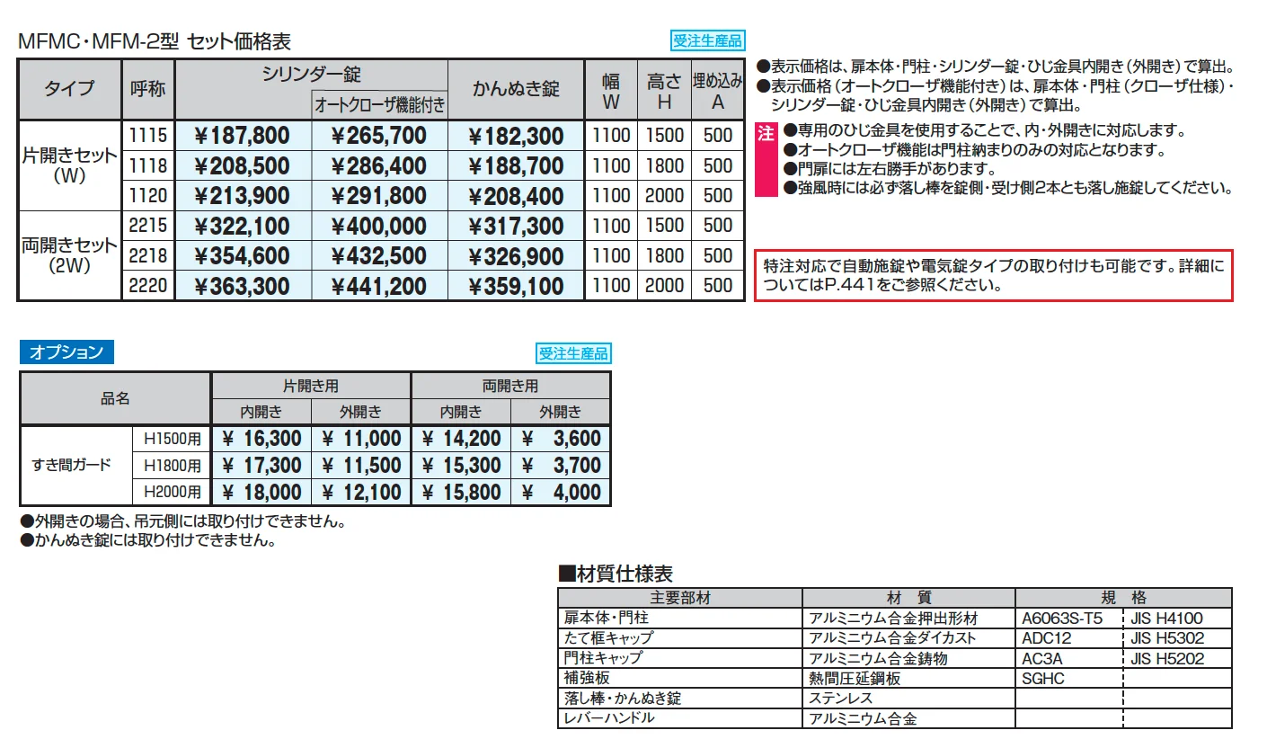フレランドN2型 たて目隠しタイプ シリンダー錠仕様_価格_1