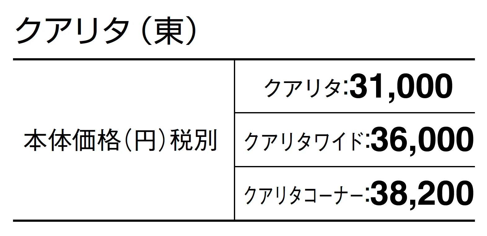 クアリタ/クアリタワイド/クアリタコーナー_価格_1