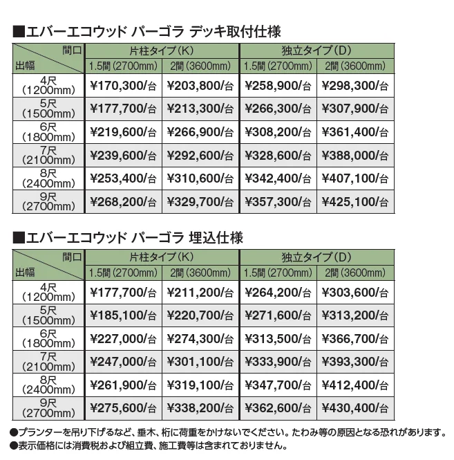 エバーエコ®︎ ウッドパーゴラ【2024年版】_価格_1