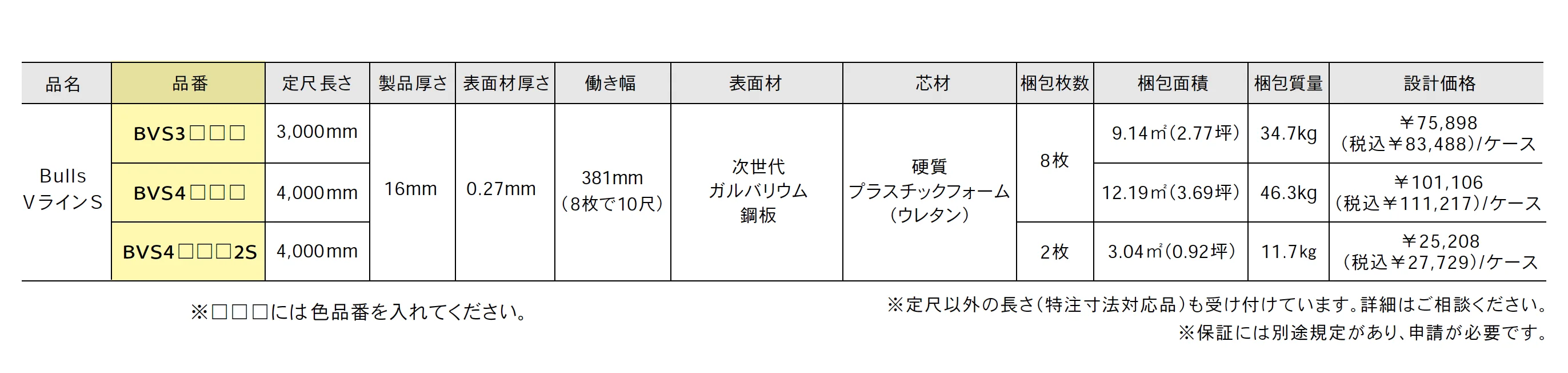 金属サイディング Bulls VラインS【2025年版】【廃番】_価格_1