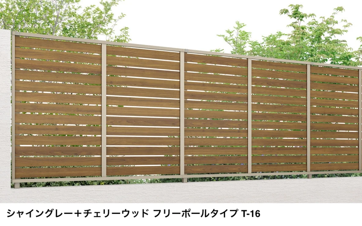 LIXIL | フェンスAB YS3-K型(片面木調・横スリット③)【2025年版