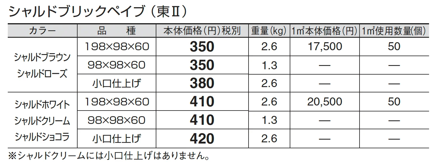 シャルドブリックペイブ_価格_2