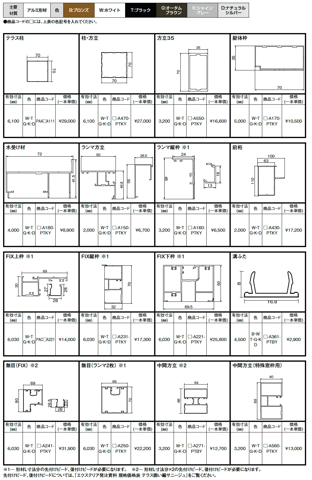 サニージュ用 形材【2024年版】_価格_1