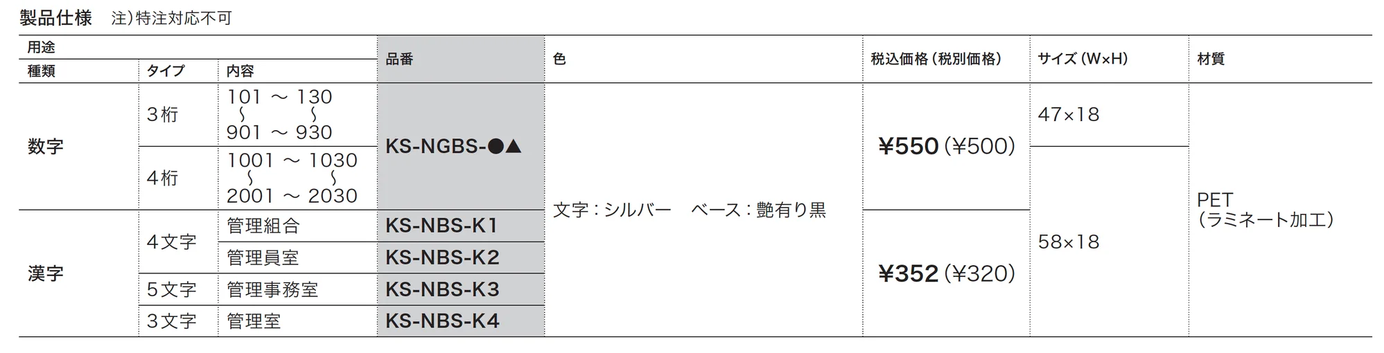 ルームナンバー シールタイプ_価格_1