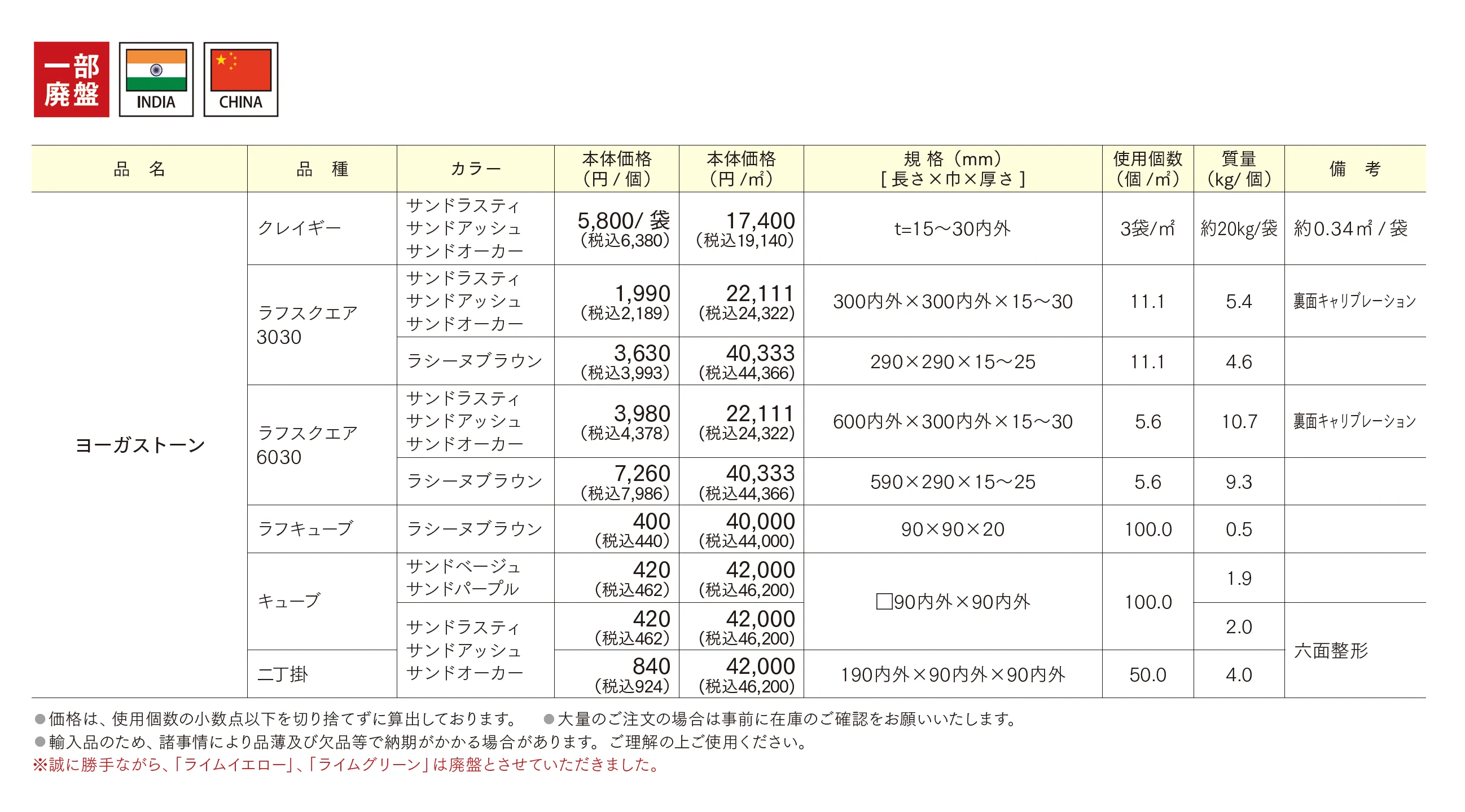 ヨーガストーン クレイギー/ラフスクエア/ラフキューブ/キューブ/二丁掛_価格_1