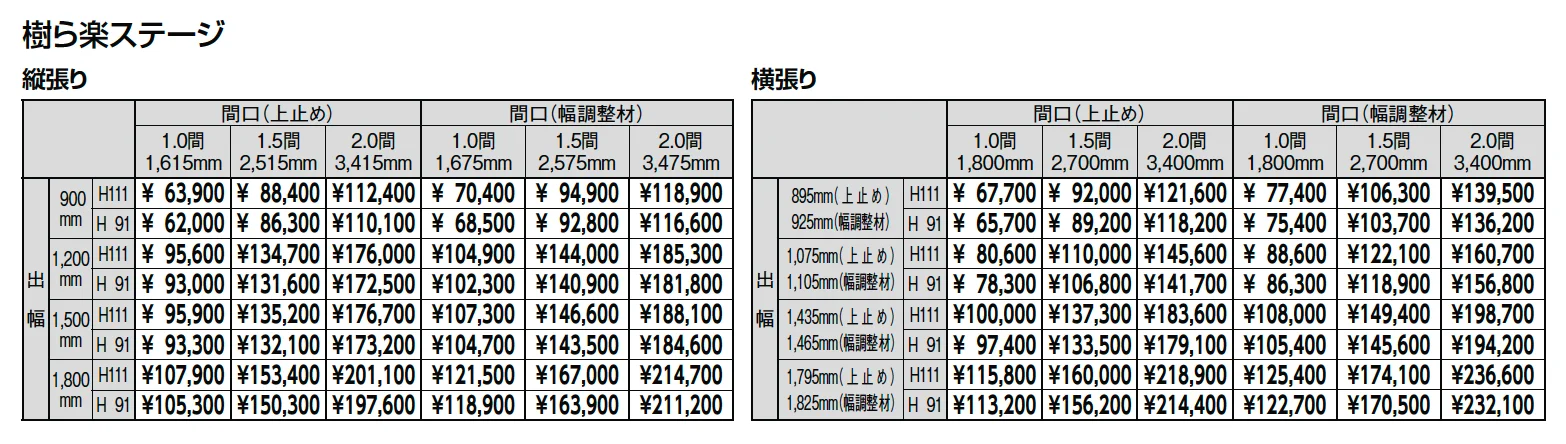 樹ら楽ステージ ベランダ仕様【2024年版】_価格_1