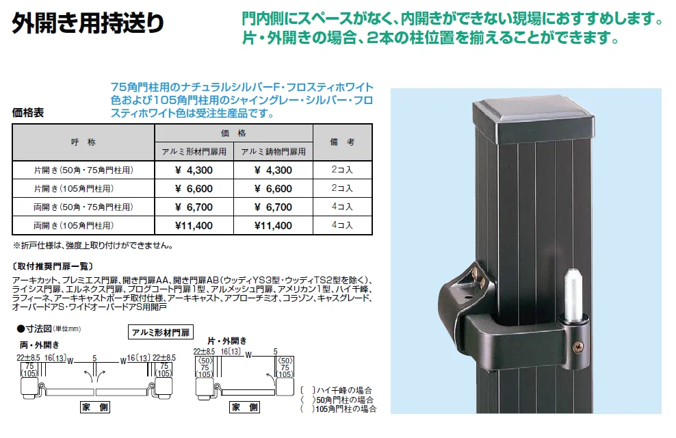 開き門扉AA エントリーシステム YS1型(木調)【2024年版】_価格_6