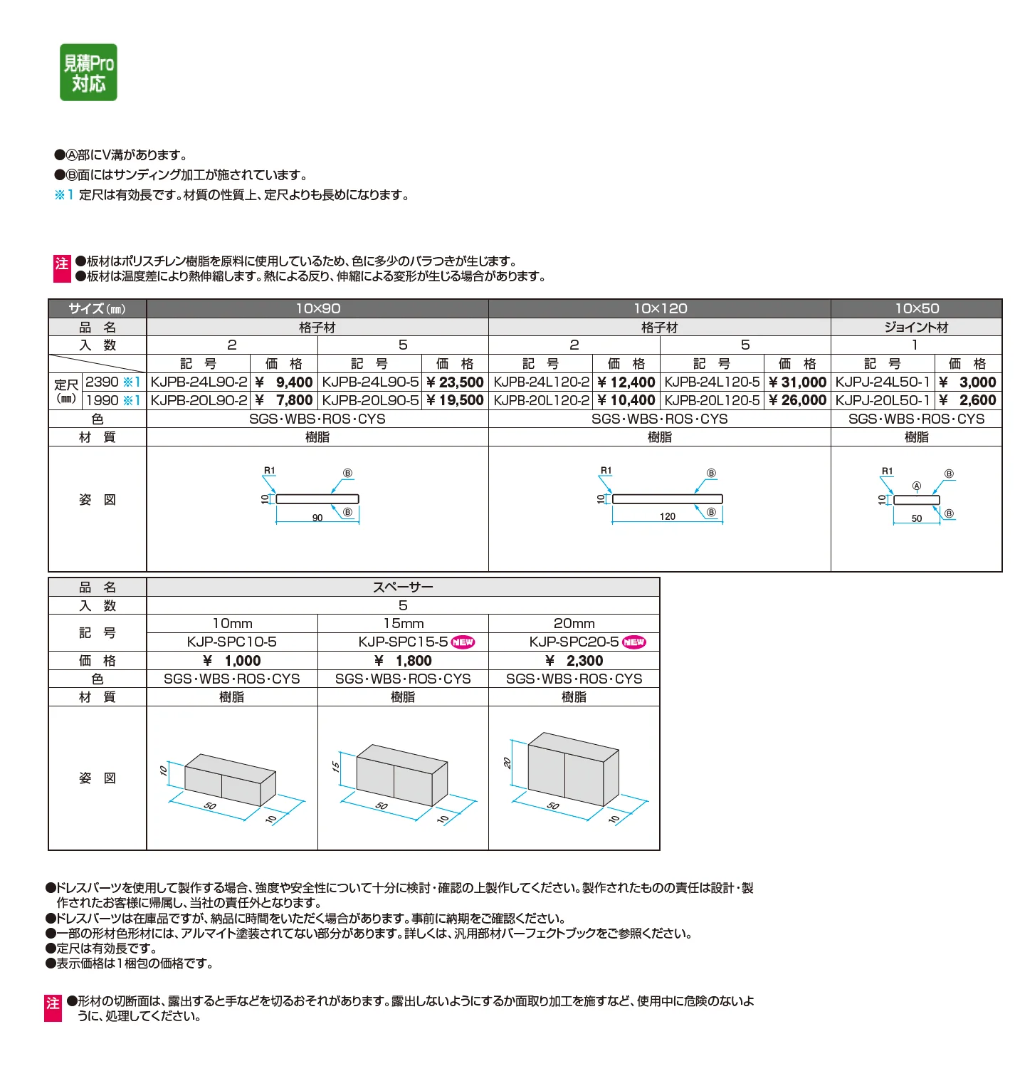 ドレスパーツ ドレスボード(格子部材)【2025年10月価格改訂版】_価格_1