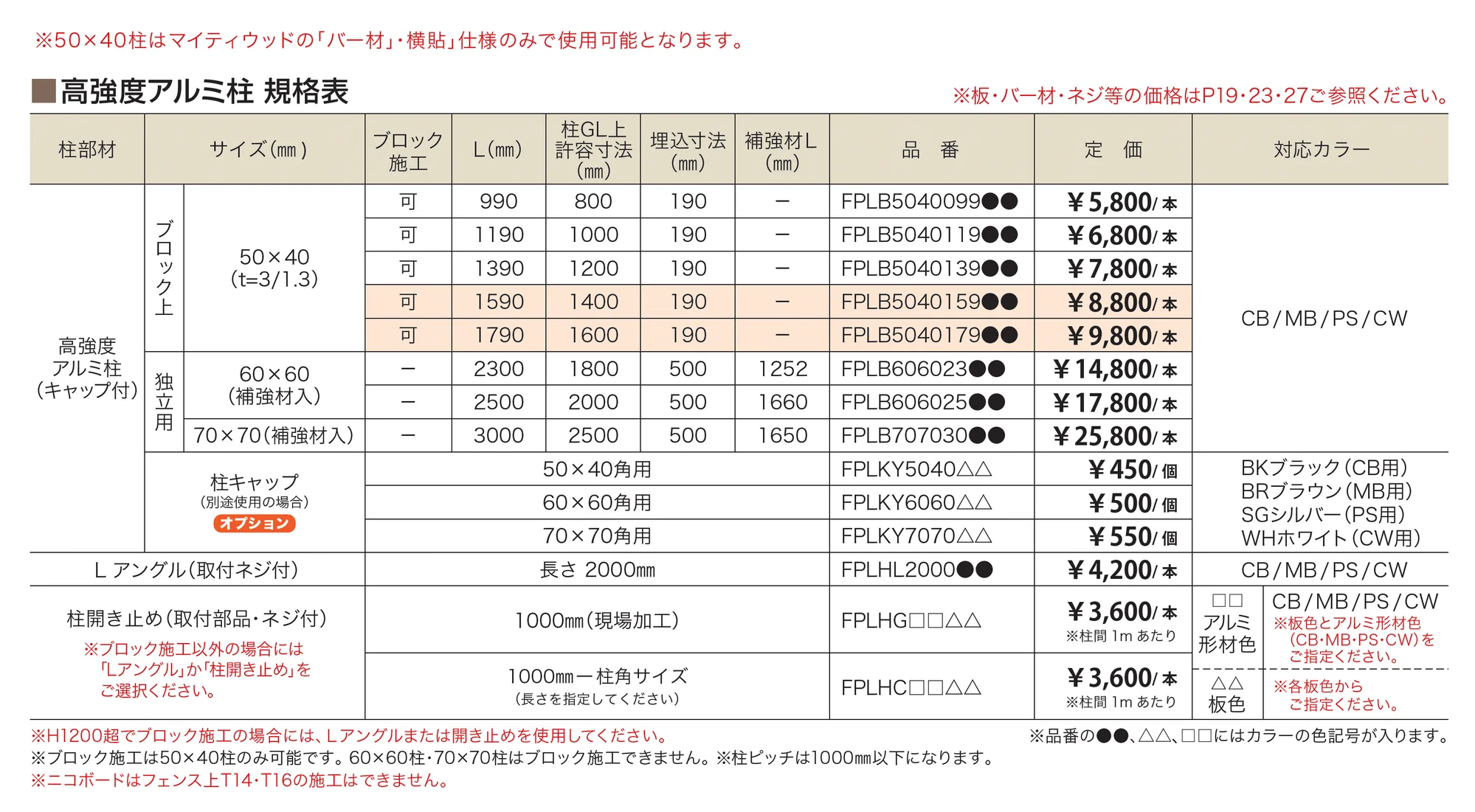 マイティウッド用高強度柱_価格_1