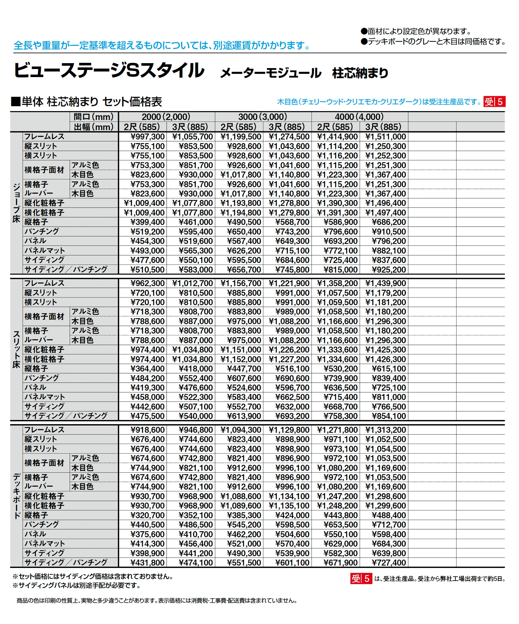 ビューステージ Sスタイル メーターモジュール 柱芯納まり_価格_1