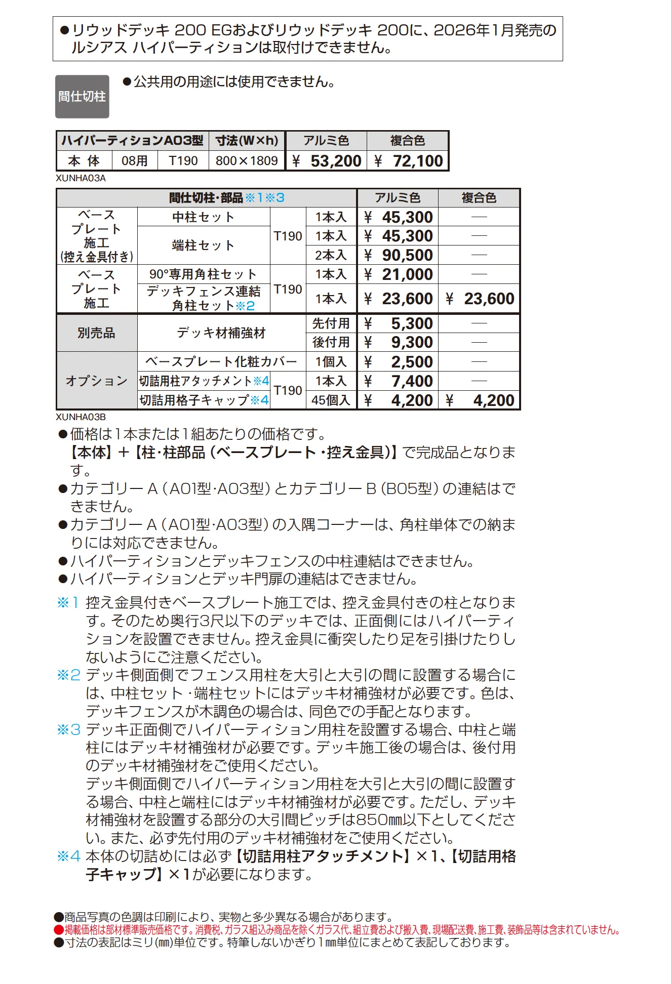ルシアス ハイパーティション A03型_価格_1