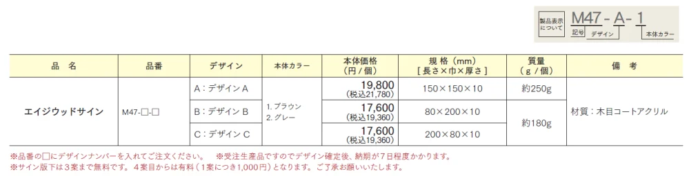 エイジウッドサイン【2024年版】_価格_1
