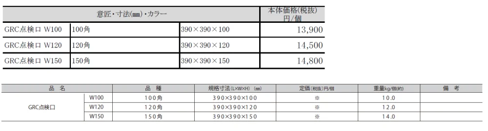 GRC点検口【2024年版】_価格_1