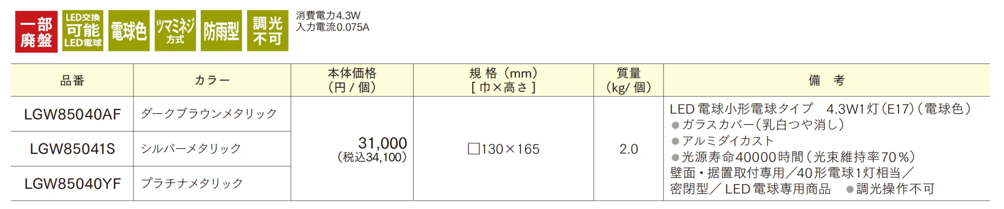 LED表札灯 コーディネート表札灯・門柱灯兼用タイプ【2025年版】_価格_1