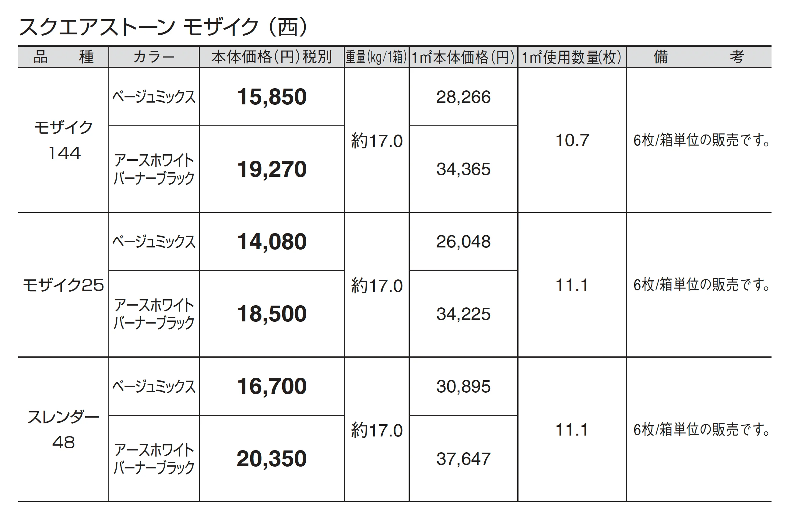 スクエアストーン モザイク_価格_2