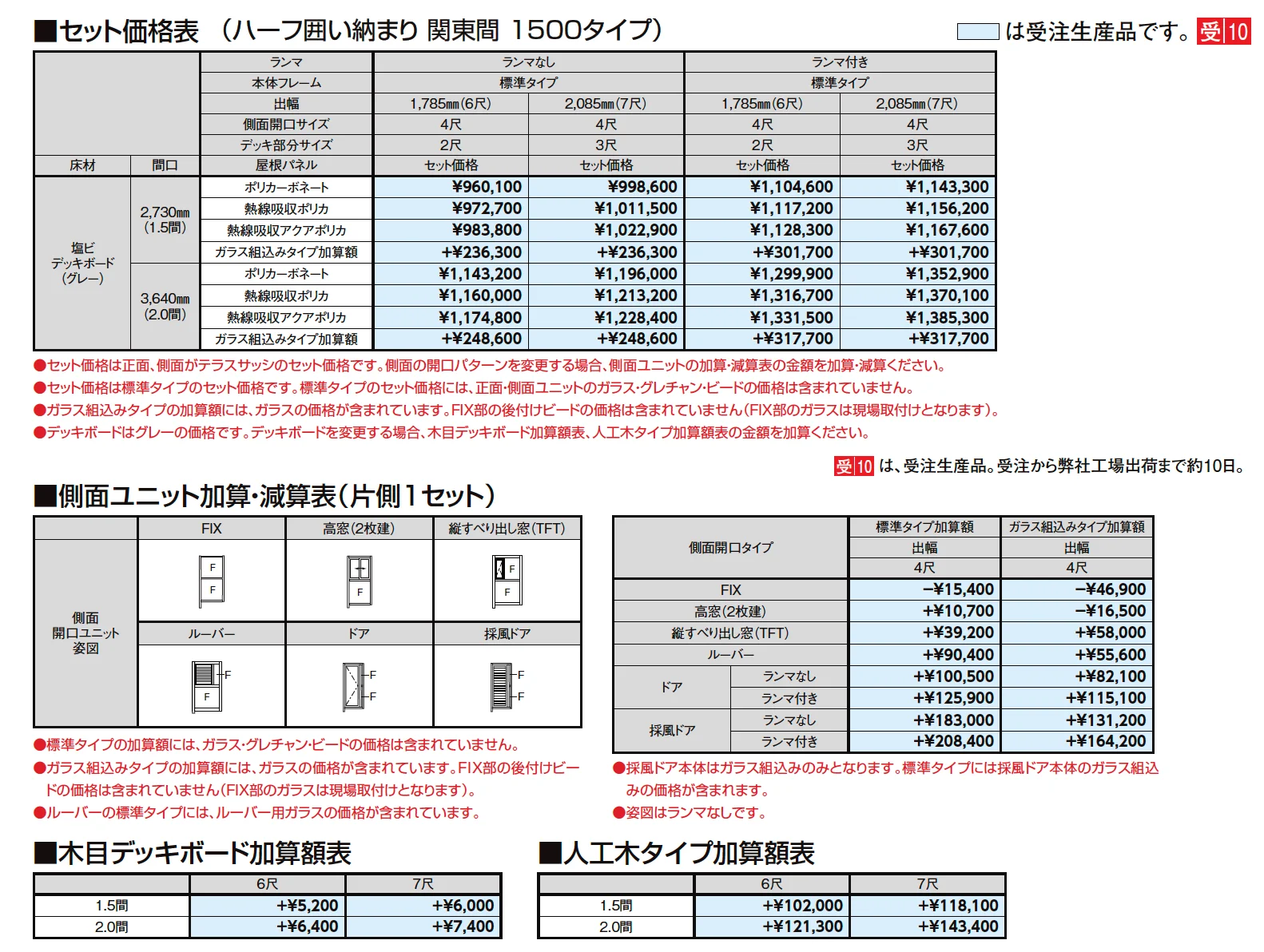 サニージュ ハーフ囲い納まり 関東間【2024年版】_価格_2